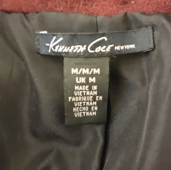 NWOT Kenneth Cole Maroon Wool Car Coat - Picture 8 of 8